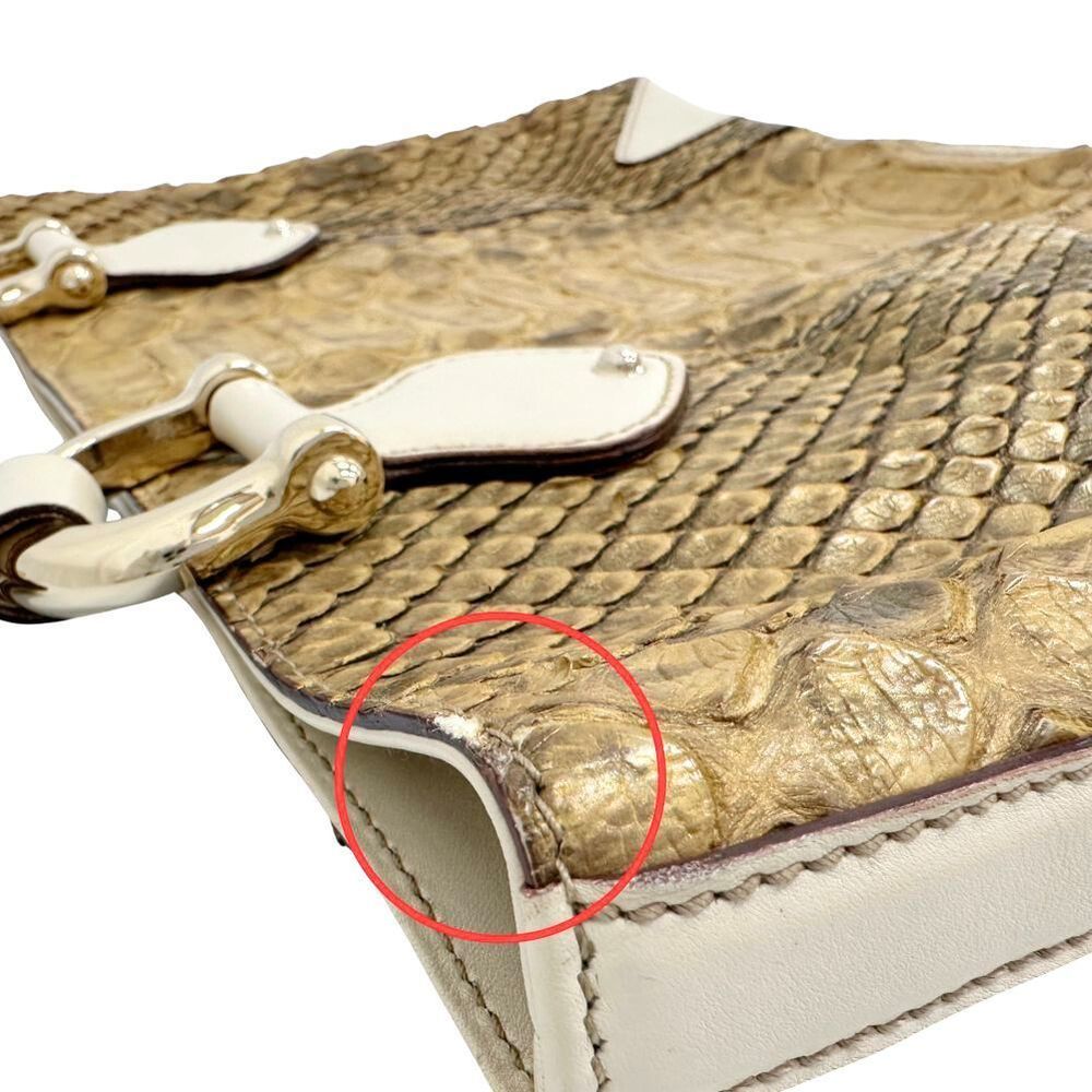 Gucci Handbag Python X Leather Brown Button - image 7